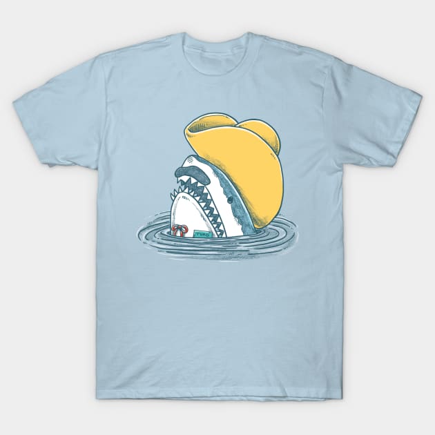 Funny Hat Shark T-Shirt by nickv47